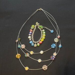 Colorful Beaded Necklace and Bracelet Set